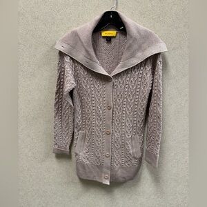 St. John Yellow Label Wool Lilac Shawl Collar Cardigan Size P/XS